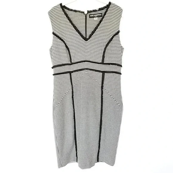 KARL LAGERFELD X ITALIA INDEPENDENT Dress Size 12 Houndstooth Print Knee-Length - Picture 2 of 12